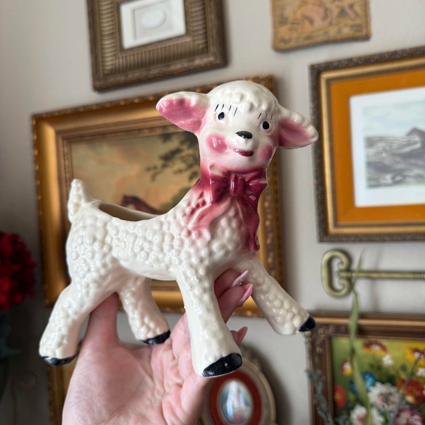 Vintage Ceramic Baby Lamb Planter