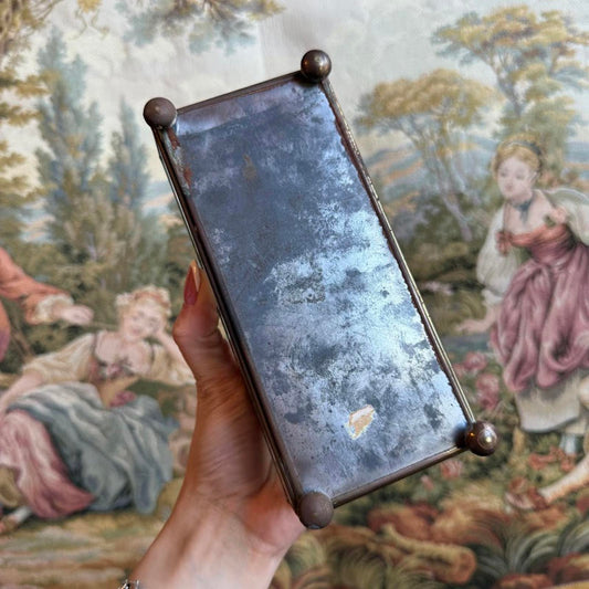 Vintage Bird & Flower etched Glass Jewelry box