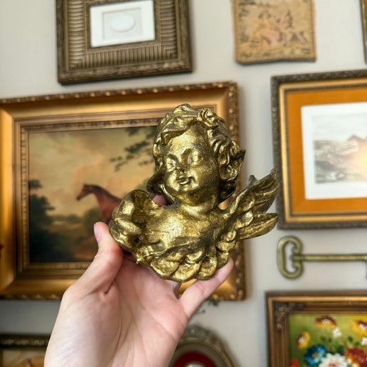 Vintage Plaster Cherub Figurine