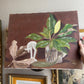 Vintage Botanical Plants and figurine Painting