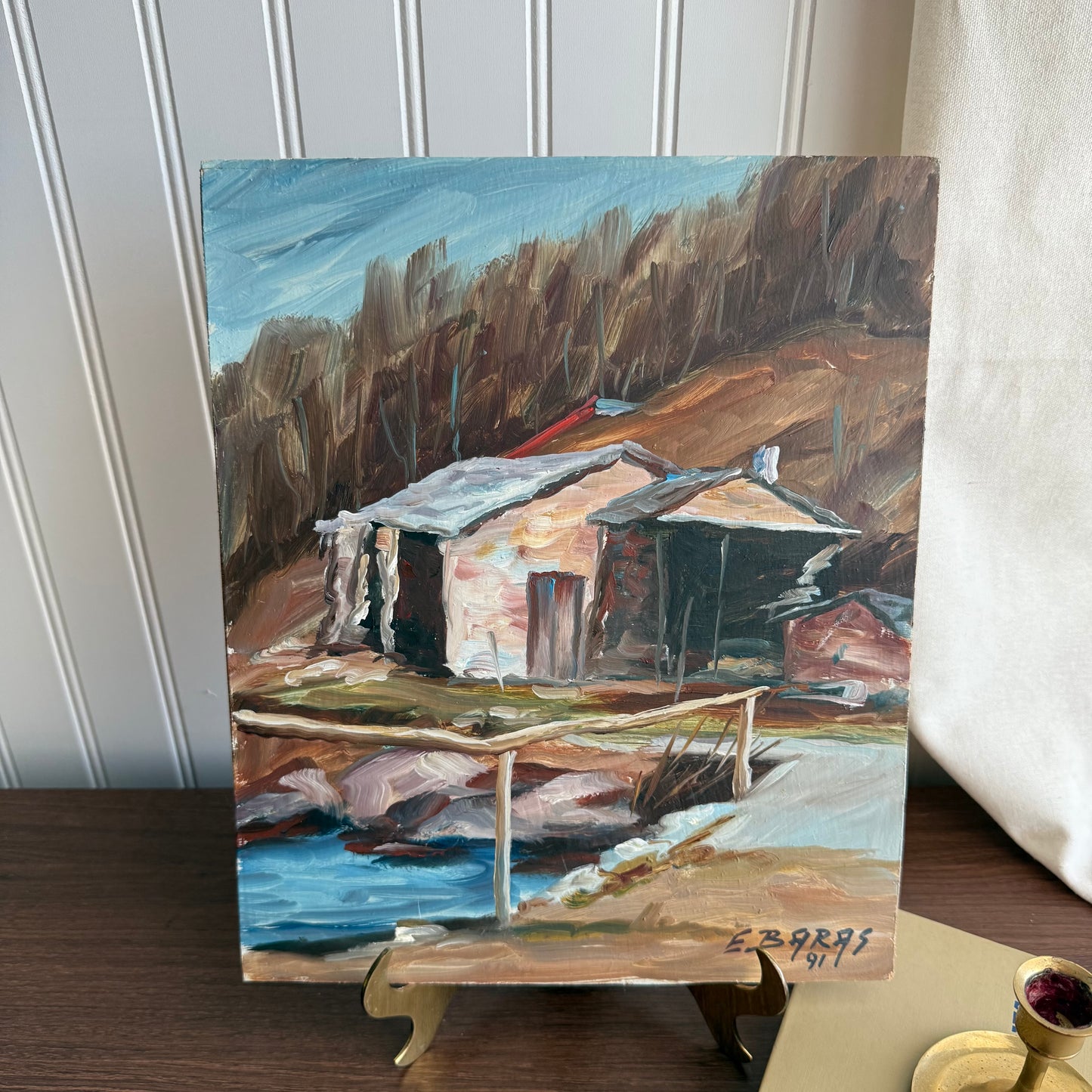 Lake and Workshop Painting signed