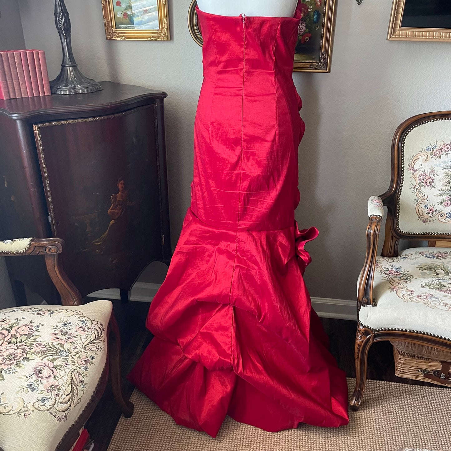 MayQueen Couture Red Fit and Flare Ballgown Dress