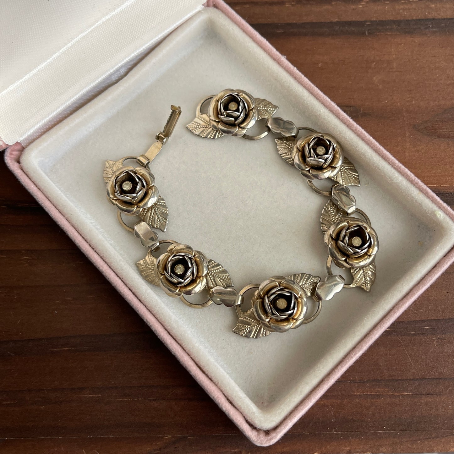 Vintage Rose flower Link Bracelet