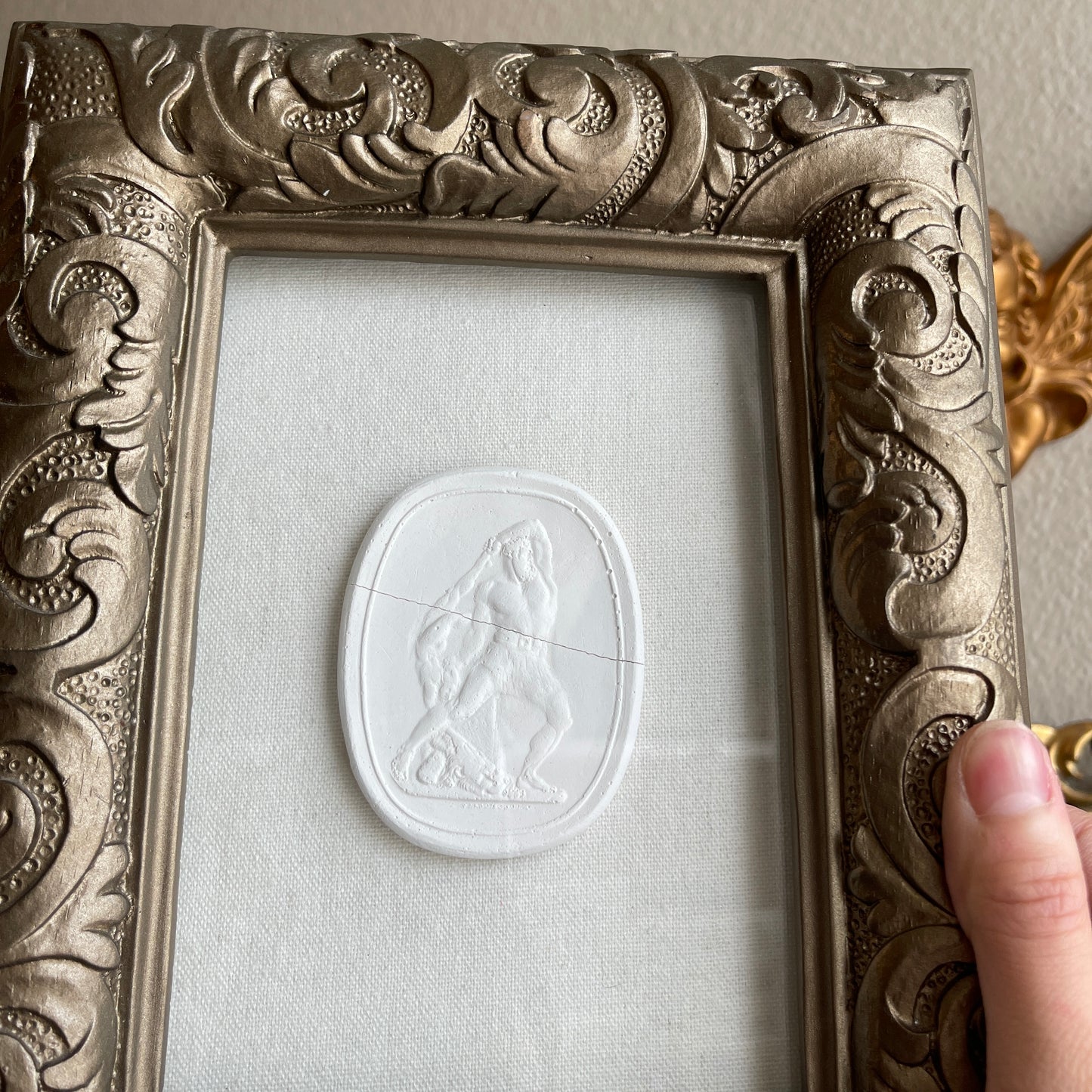 Vintage ornate plaster framed Intaglio