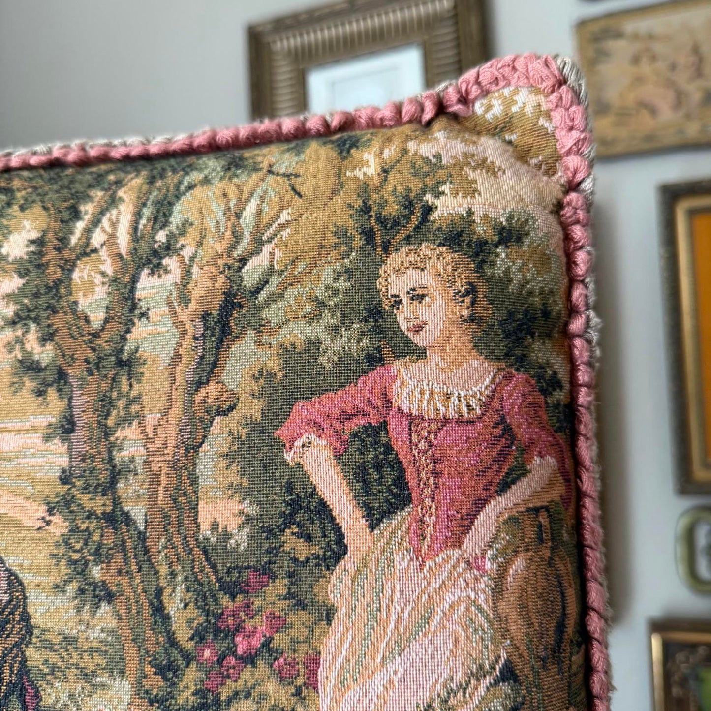 Vintage Needlepoint Tapestry Scenery Pillow