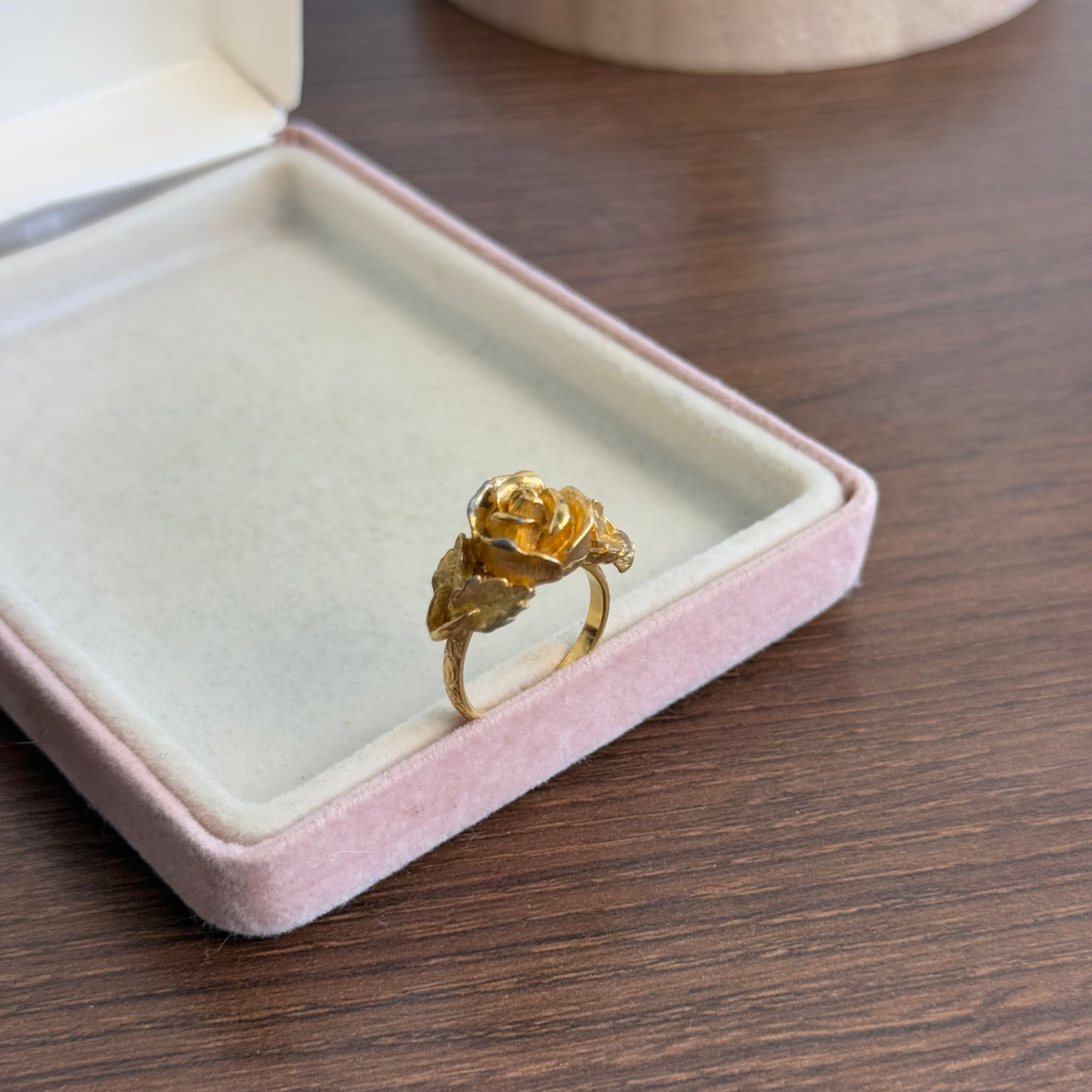 Vintage Gold Tone Rose Ring โ Thrift Antiques