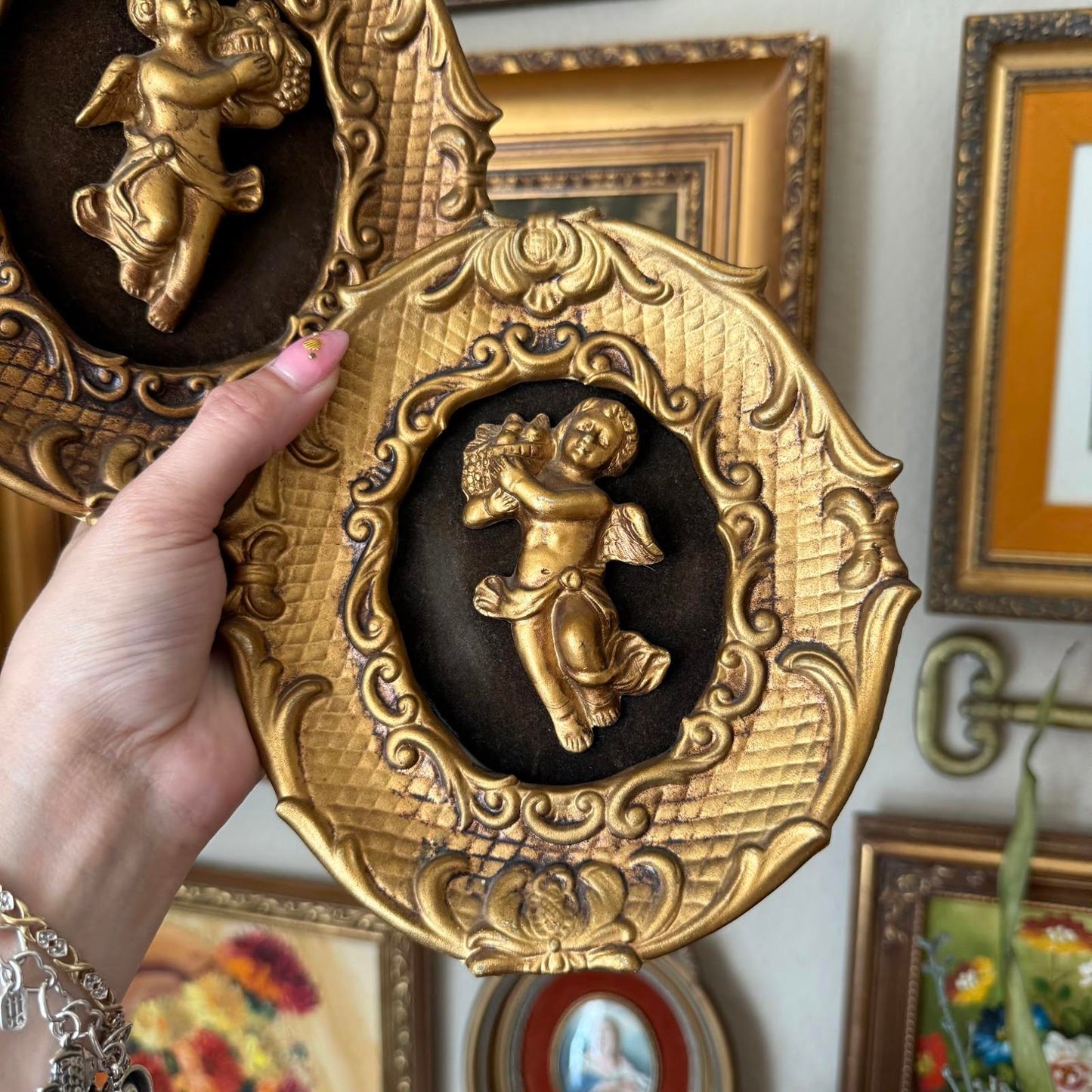 Vintage Gold Cherub Wall Plaques