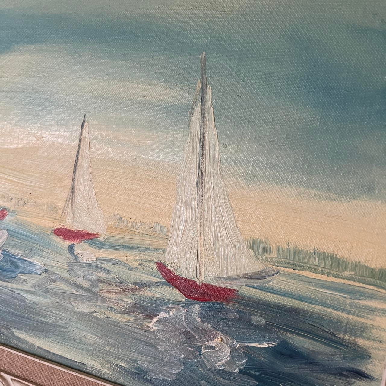 Vintage sail boat painting