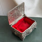 Vintage Metal tin Footed Trinket Jewelry Box Japan