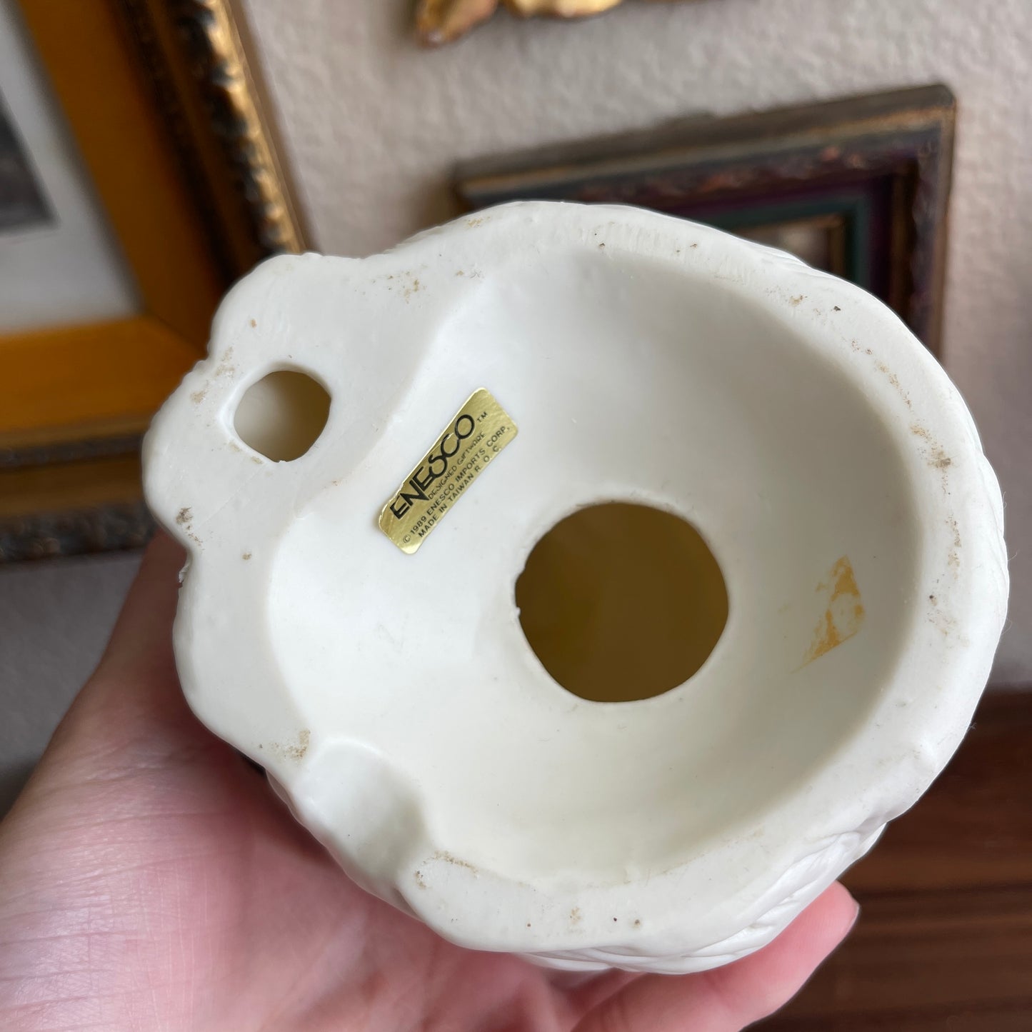 Vintage Enesco matte cream ceramic Cat