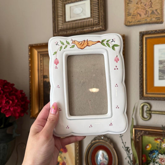 Vintage Ceramic Picture Frame with Bird Details