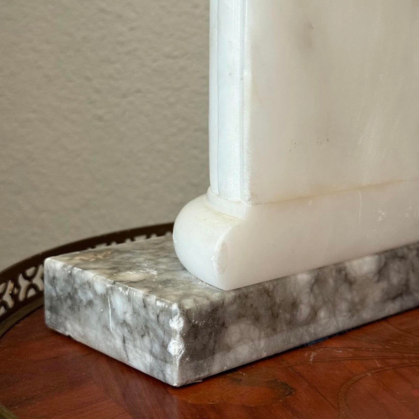 Vintage Carved Alabaster Italian Column Bookends