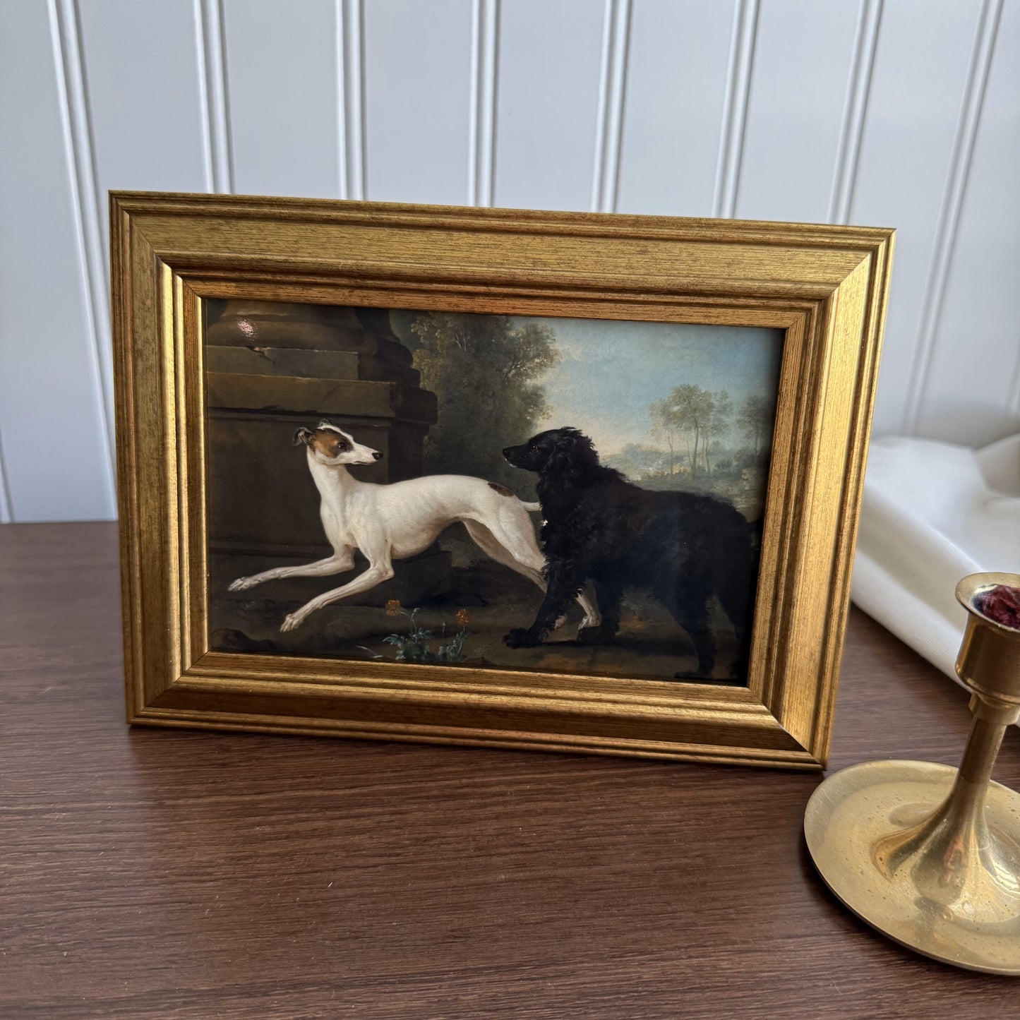 Vintage Style dogs playing art Print painting art Print gallery wall