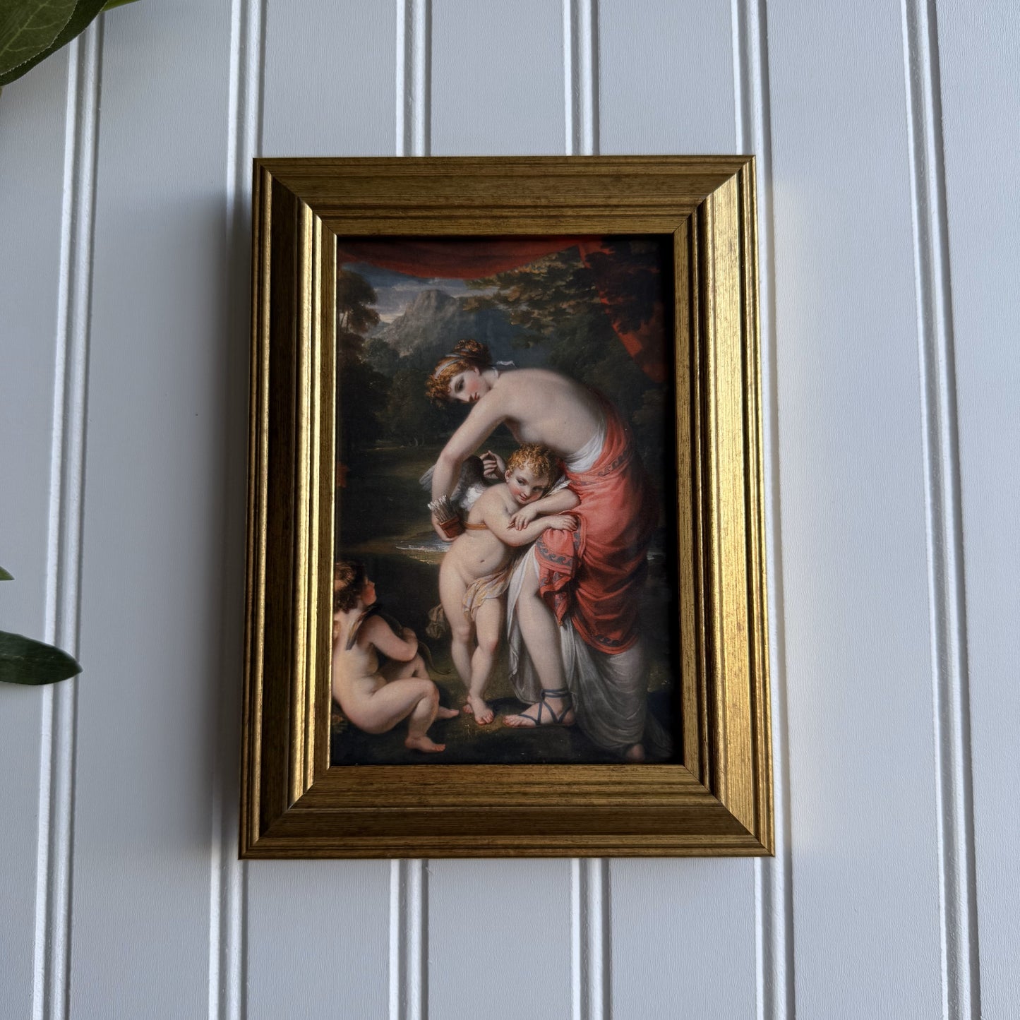 Vintage Style woman Venus and Cupid cherub landscape painting art PRINT gallery wall