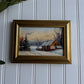 Vintage winter landscape rustic cabin painting Art Print gallery wall