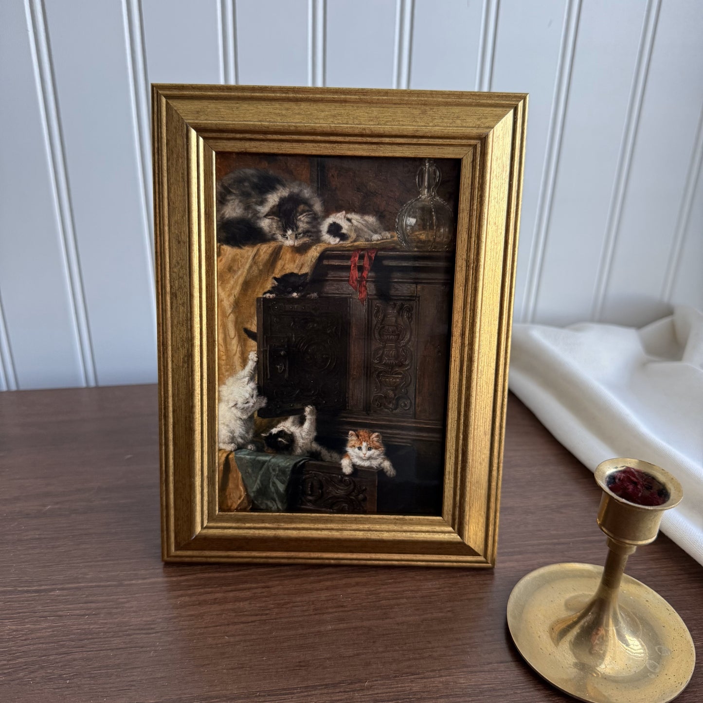 Vintage Style Kitties on dresser Print gallery wall