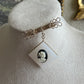 Vintage gold gilt wire dangling brooch with black and white Cameo