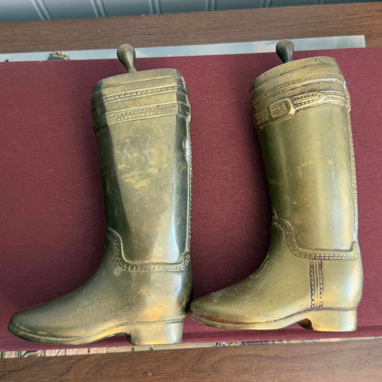 Vintage brass cowboy boot bookends