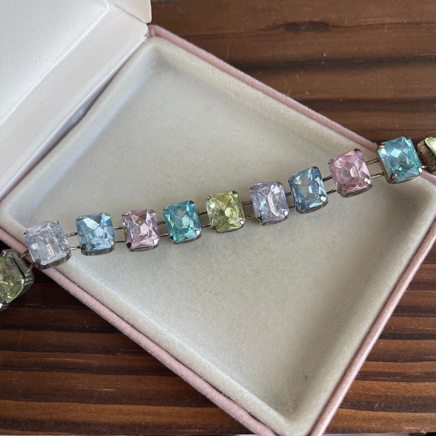 Vintage Faux Rhinestone pastel Bracelet