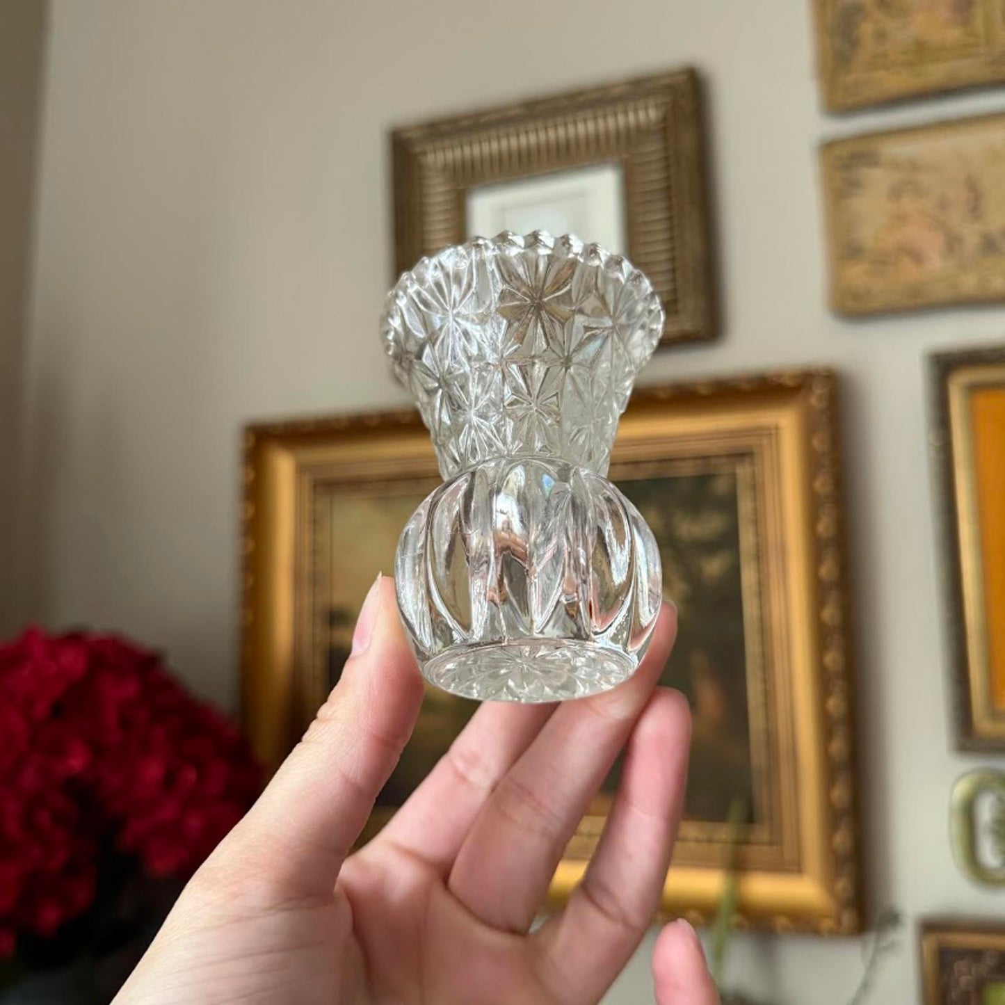 Vintage Cut Glass Mini Toothpick Holder Vase