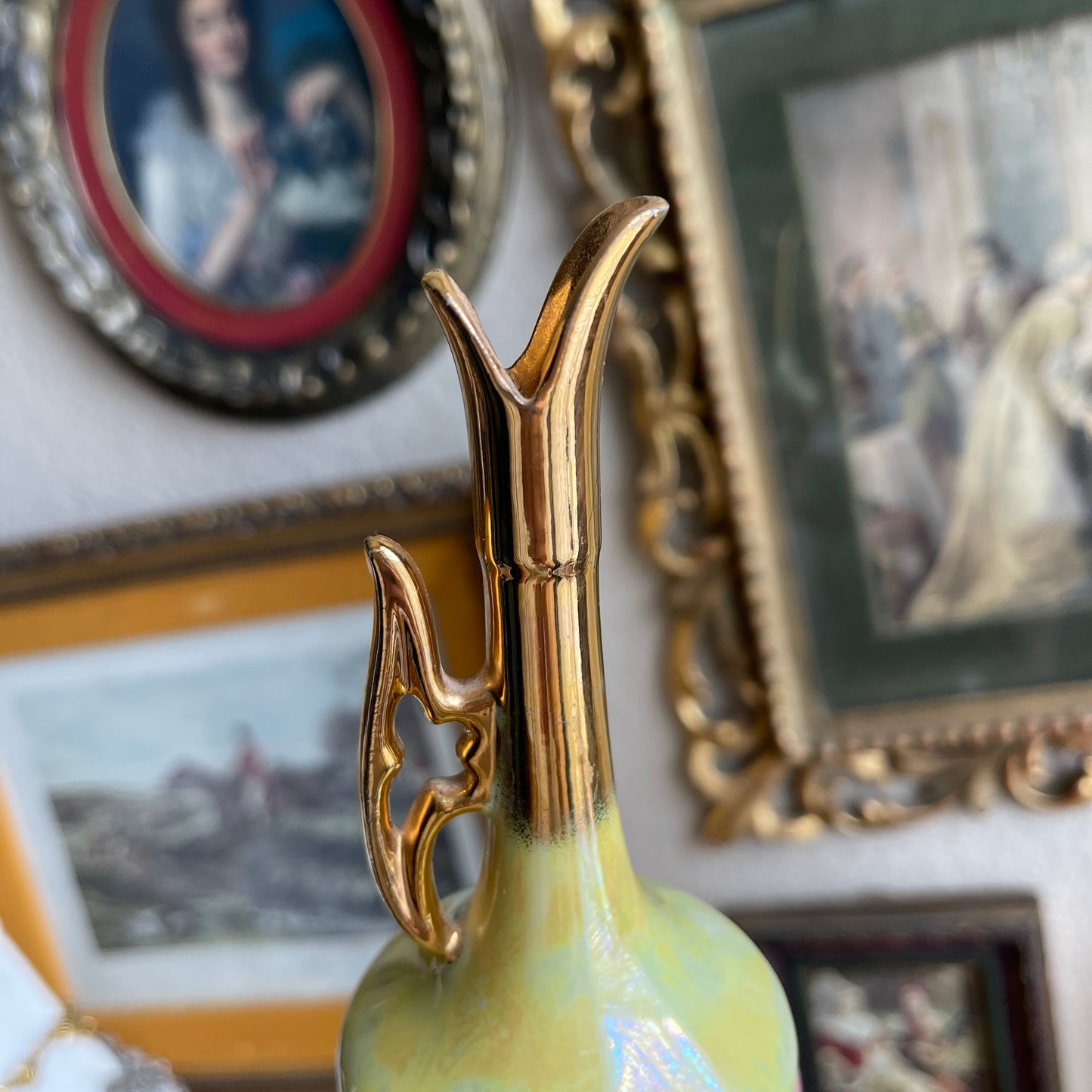 Vintage yellow pitcher bud vase