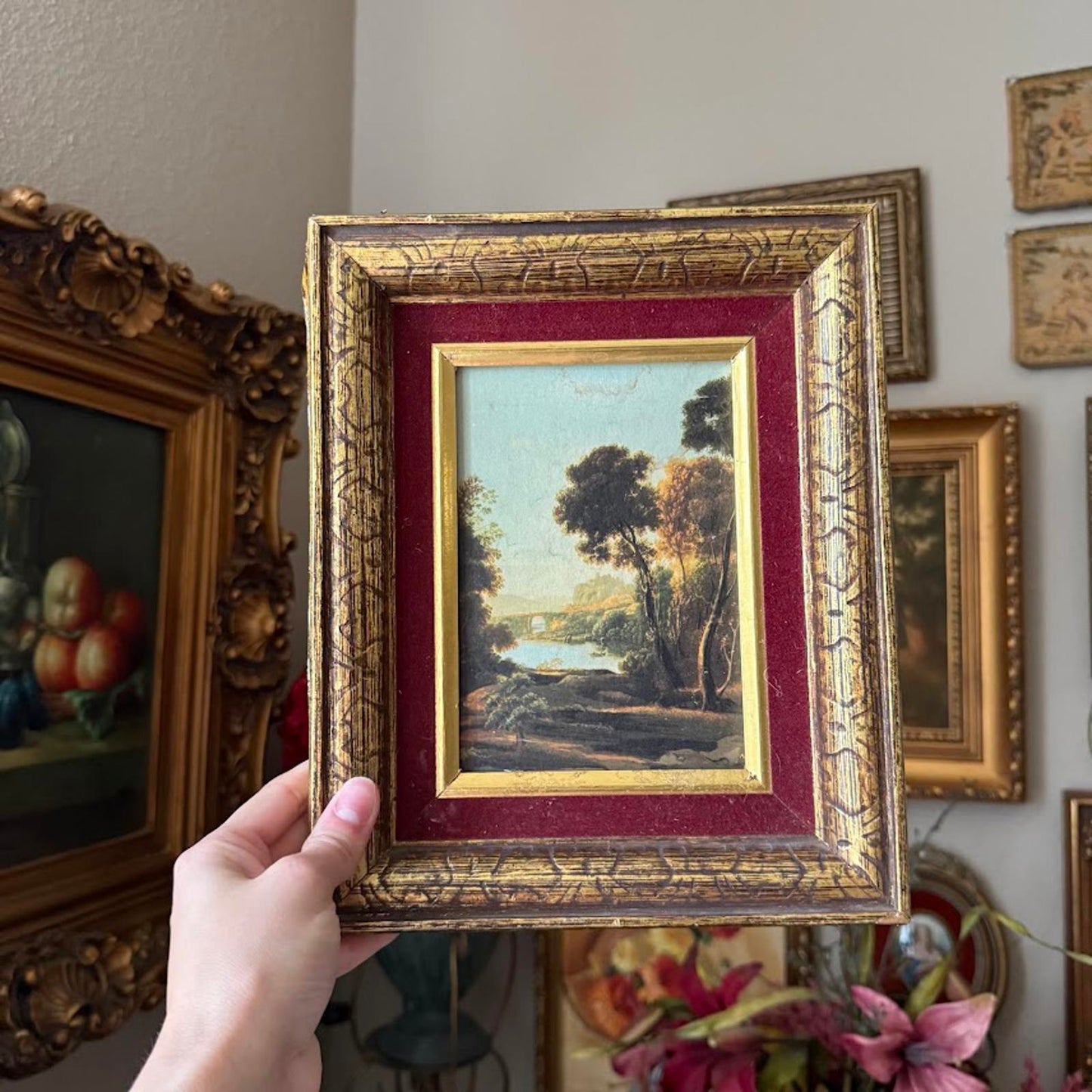 Vintage Print in Wooden Frame