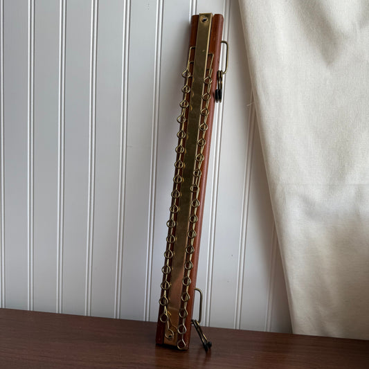 Vintage Wood and Brass Tie/Scarf/Belt Organizer