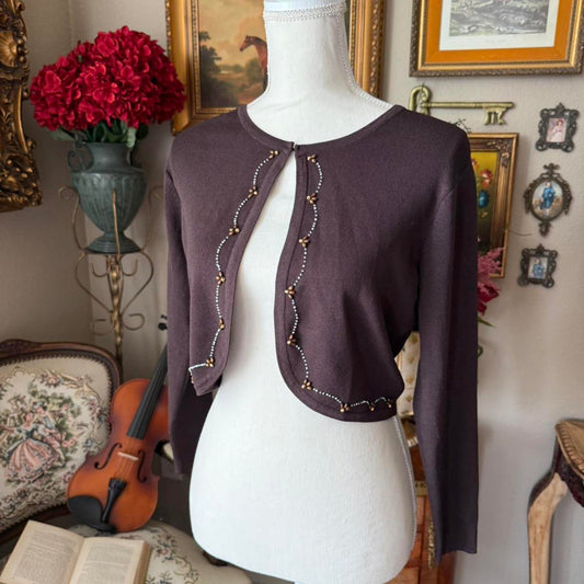 Women's Brown and Purple Cardigan