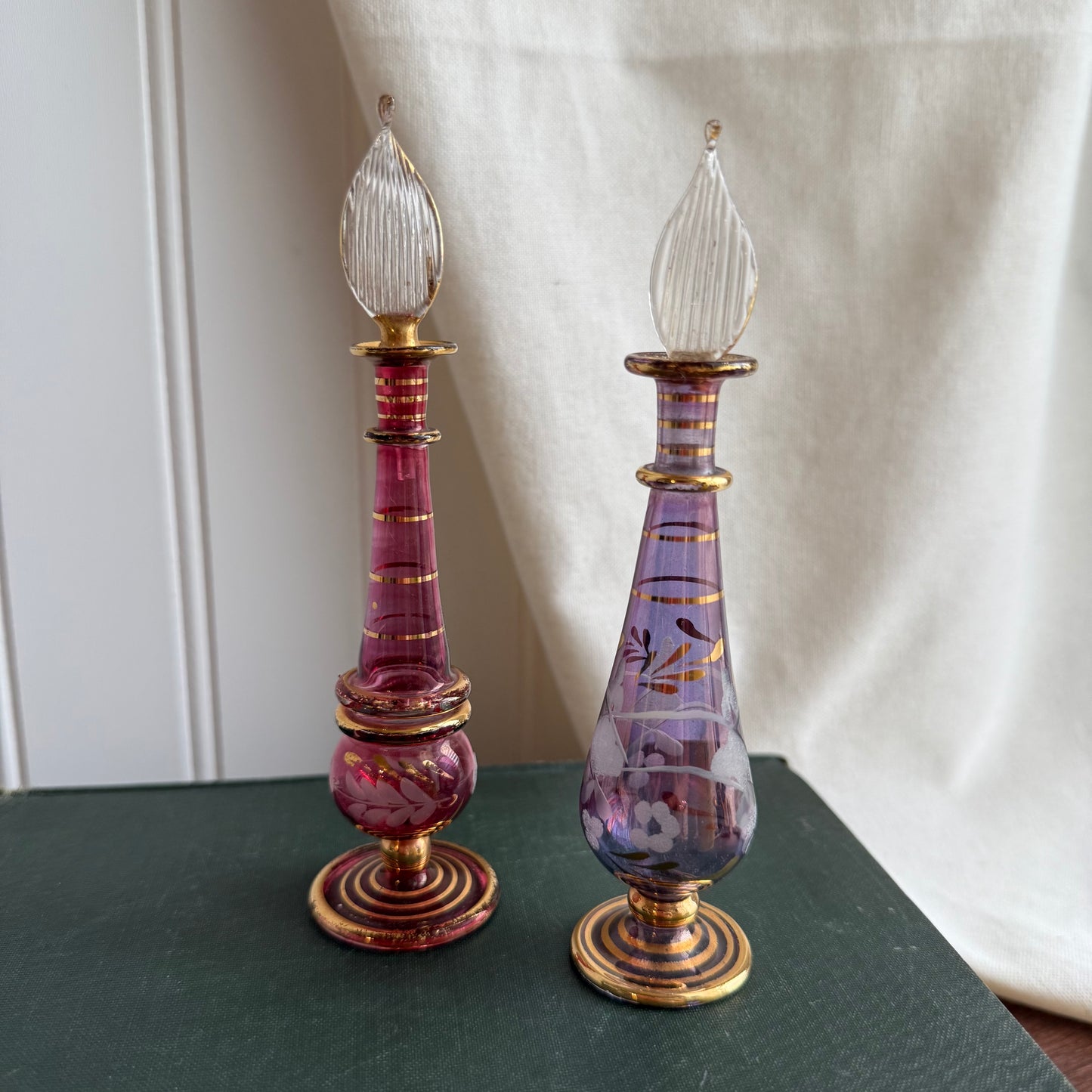 Vintage Hand Blown Egyptian Glass Perfume Bottles