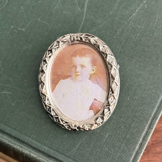 Silver Tone Baby portrait Brooch