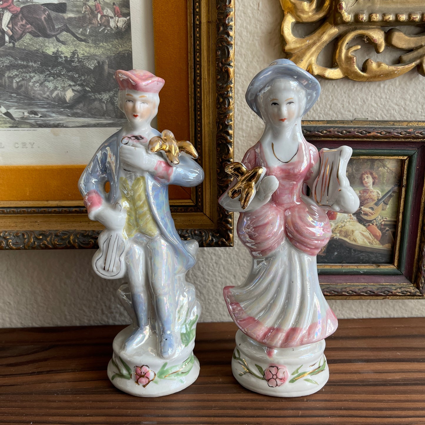 Vintage Porcelain Man and Woman Figurines