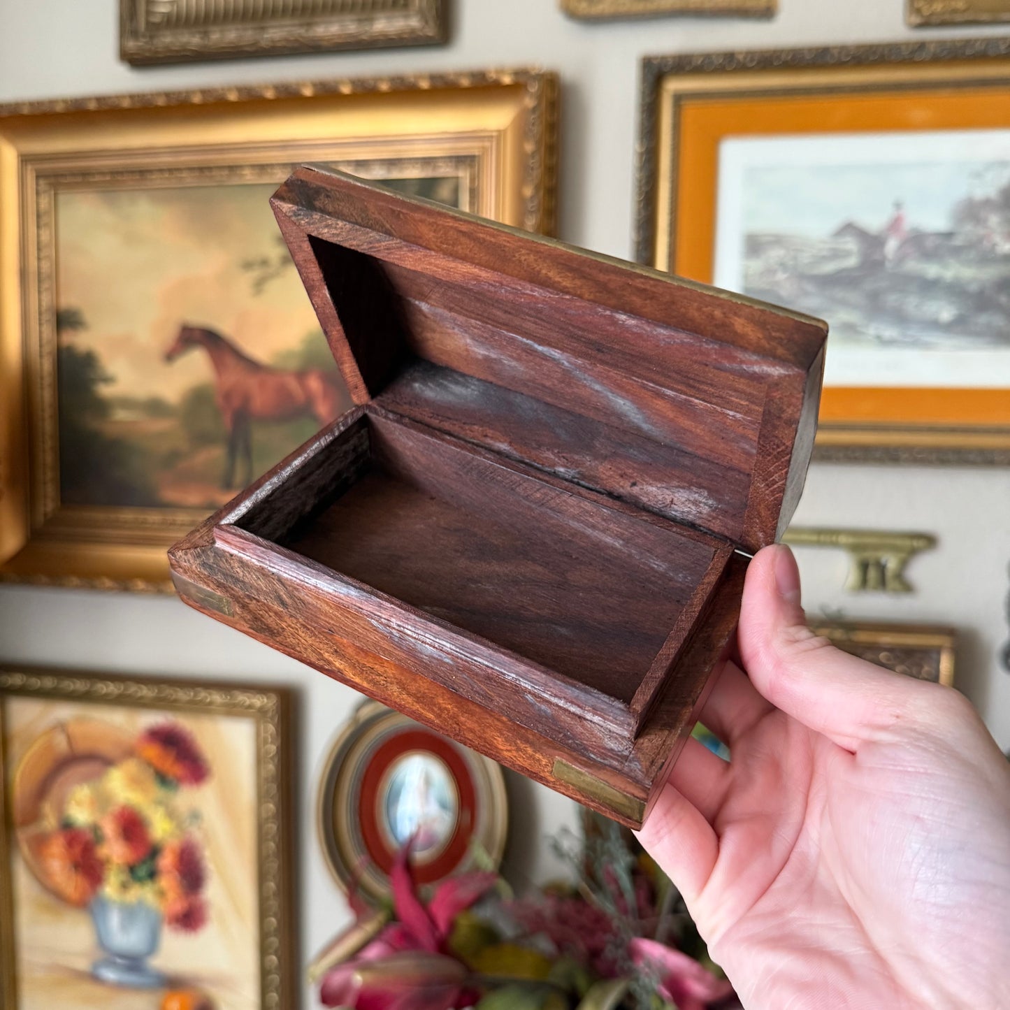 Vintage Wooden & Brass Anchor Box