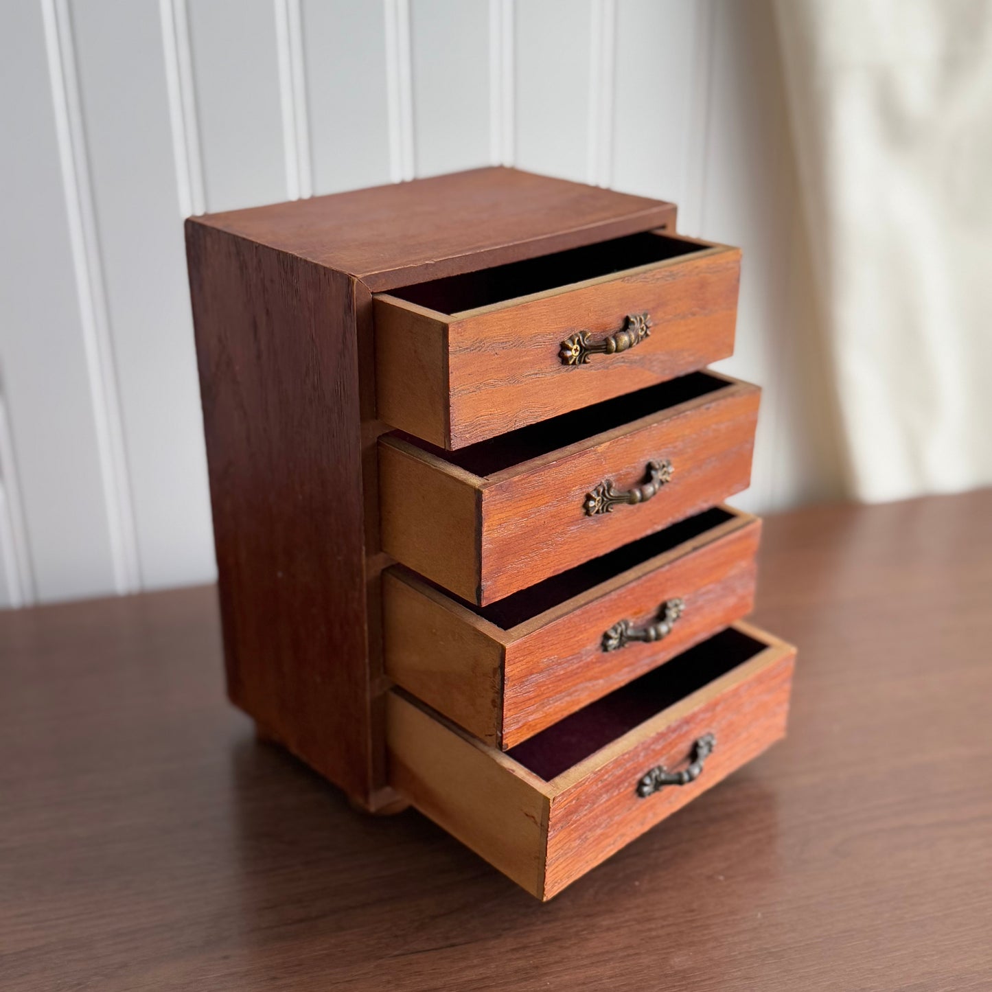 Vintage 4 drawer chest wood jewelry box