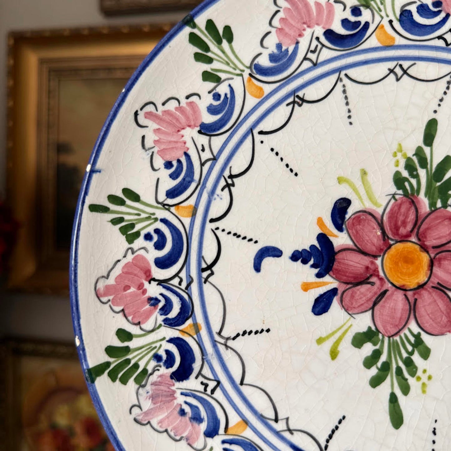 Vintage Blue and Floral Plate