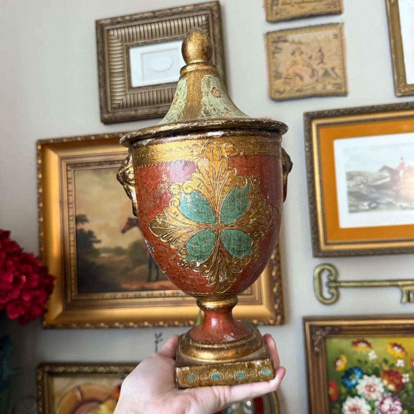 Vintage Florentine Italian Lidded Pot