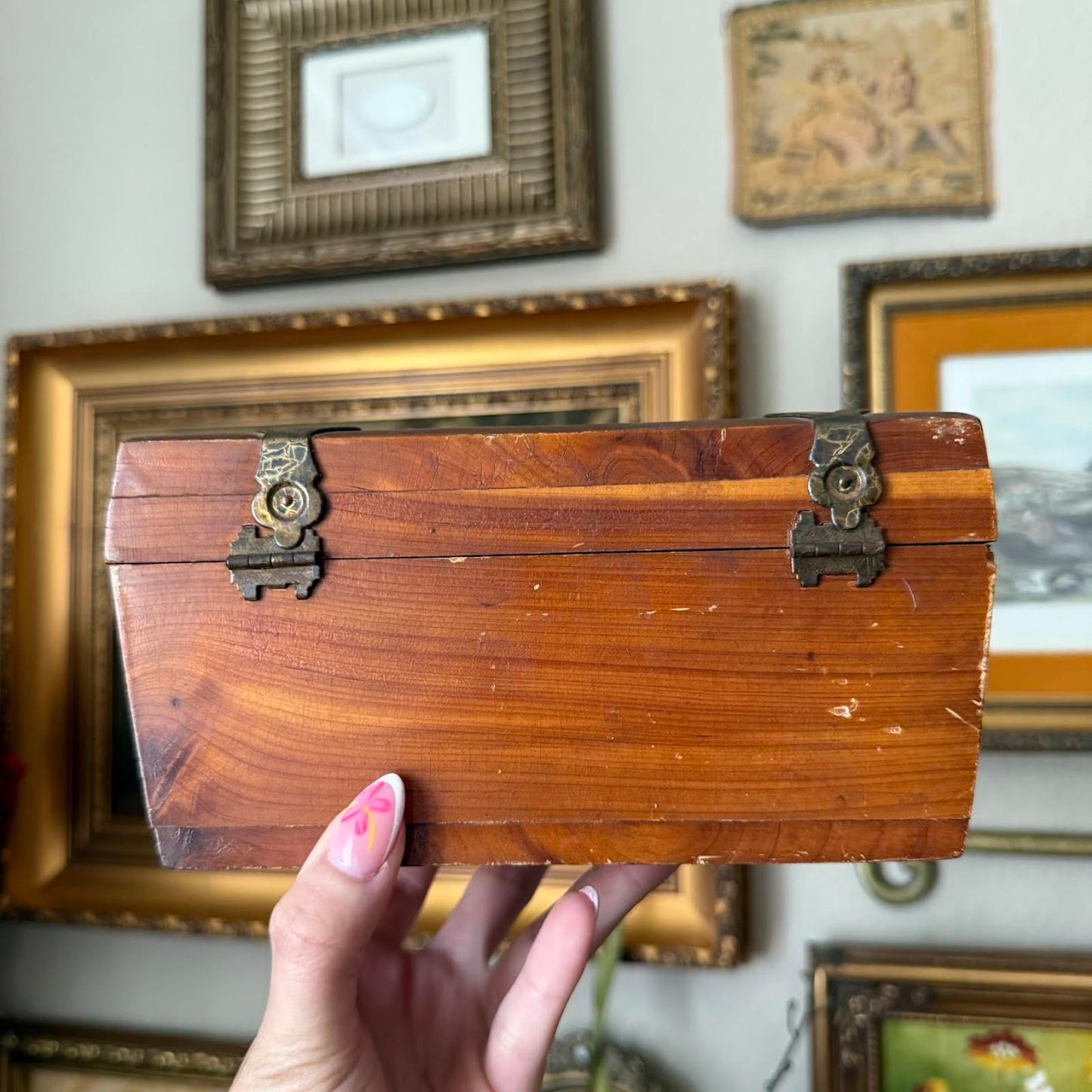 Vintage Wooden Treasure Keepsake Box