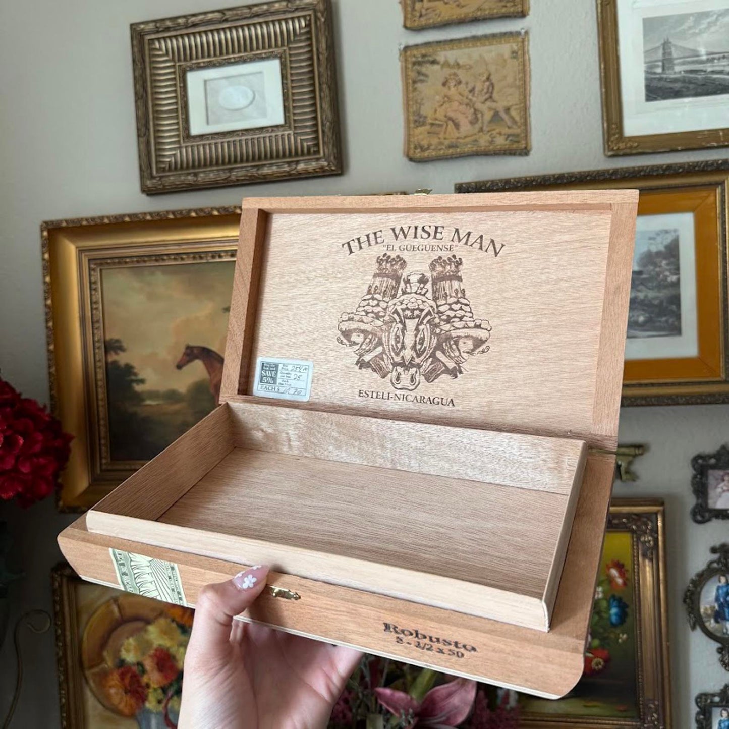 Vintage The Wise Man Cigar Box