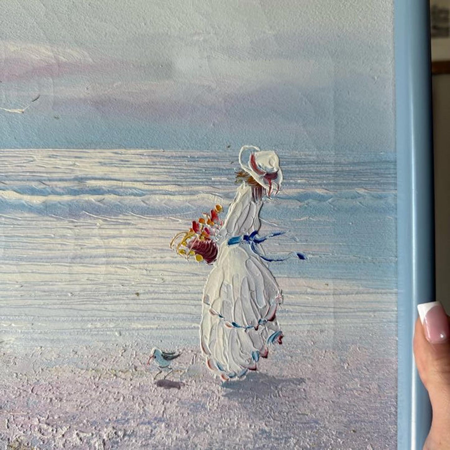 Girl at the Beach Vintage Painting