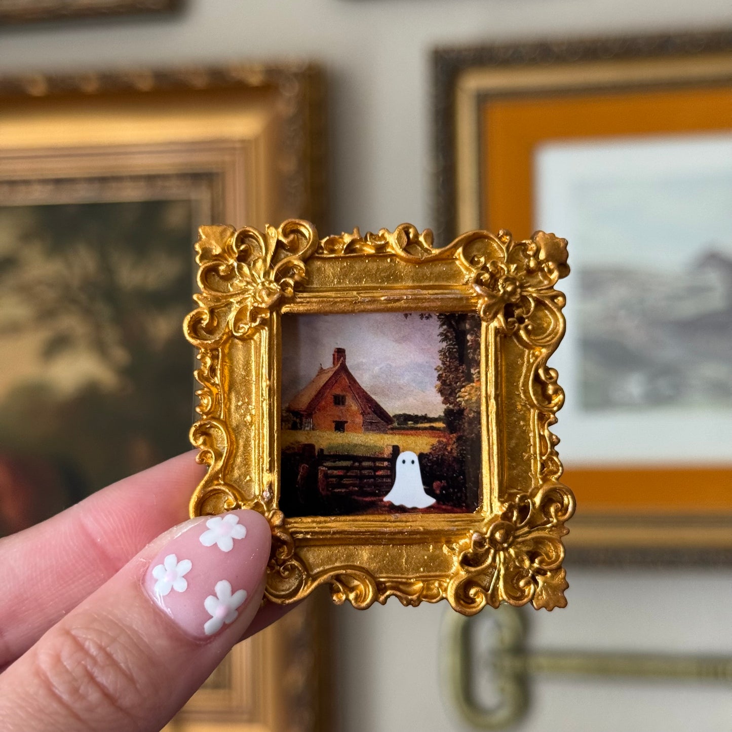 Vintage Style Resin ornate Mini ghost scenery art print Magnet
