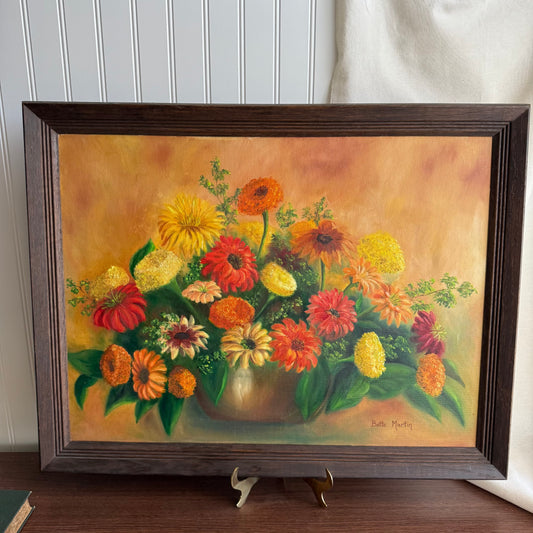 Vintage Moody flower vase Painting wood frame