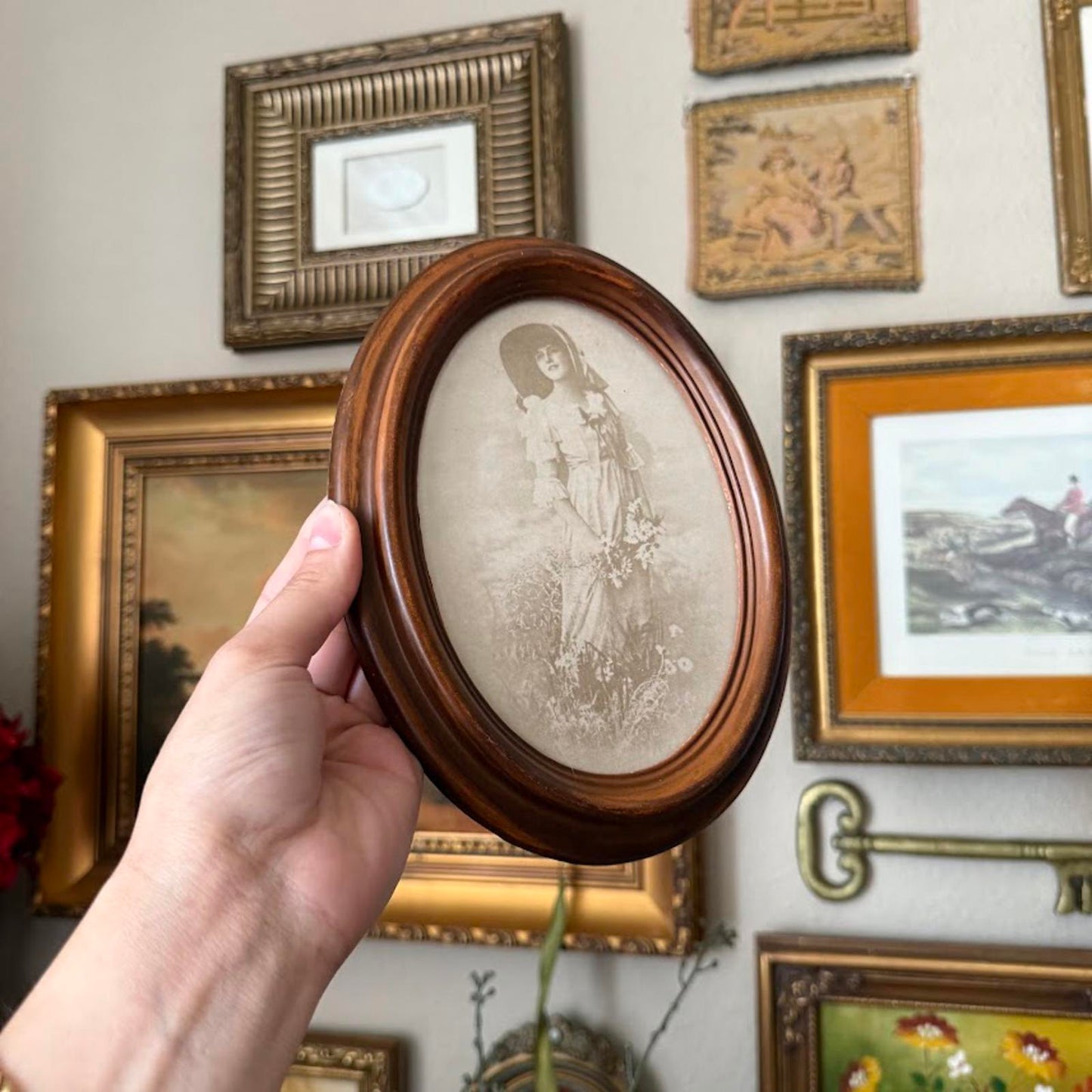 Vintage Portrait Print in Oval Frame