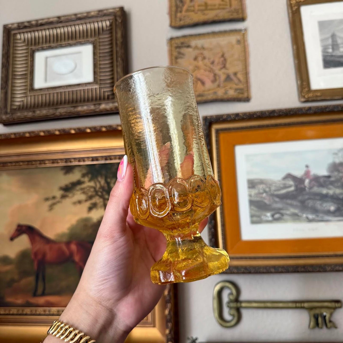 Vintage Yellow Footed Glassware
