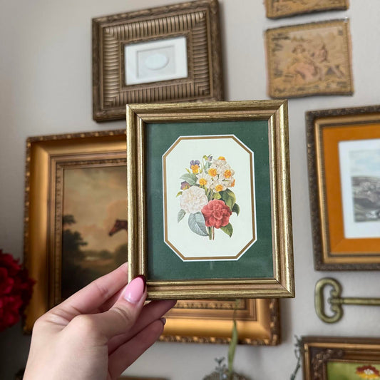 Vintage Mini Green Flower Art Print