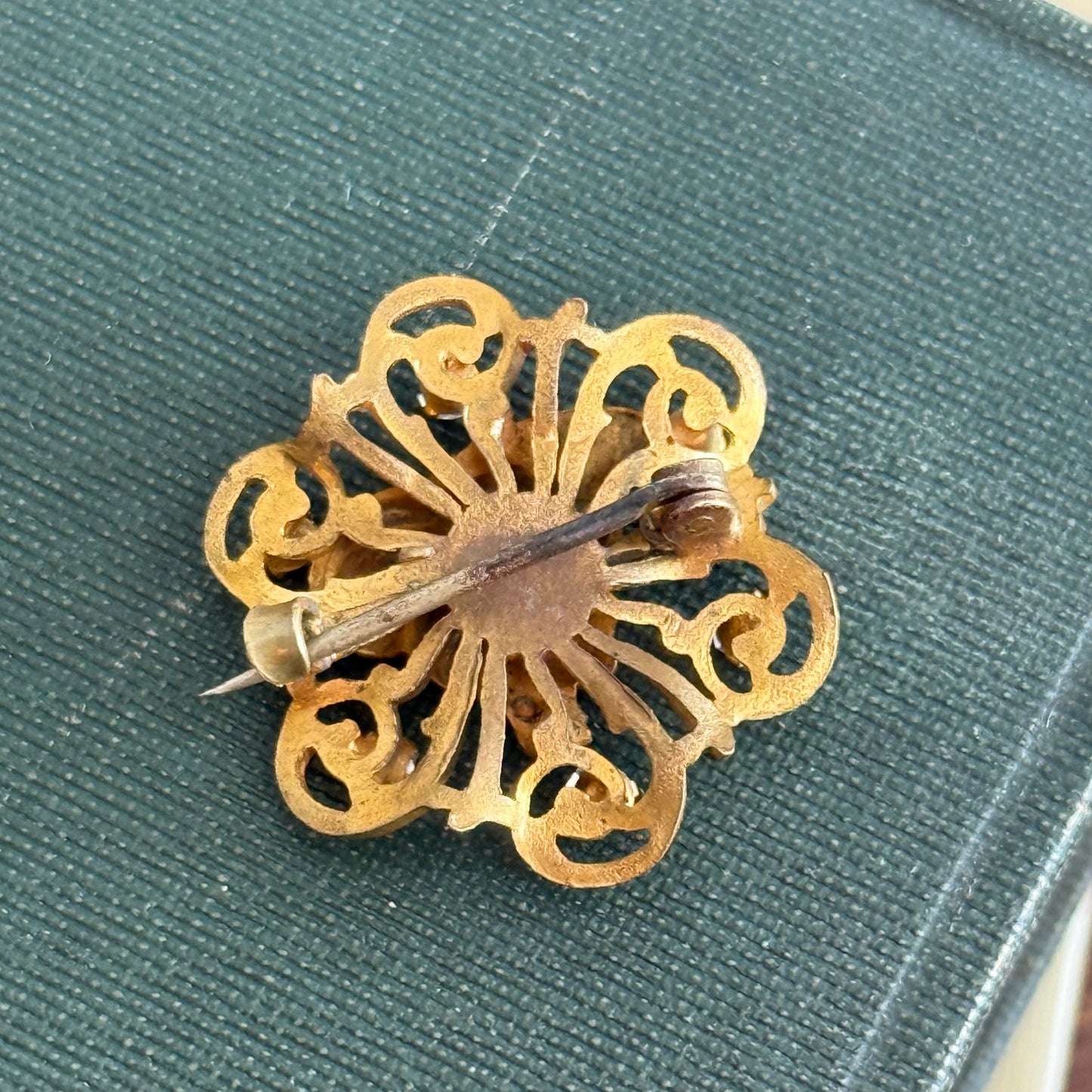 Vintage gold tone with rhinestones Lady brooch