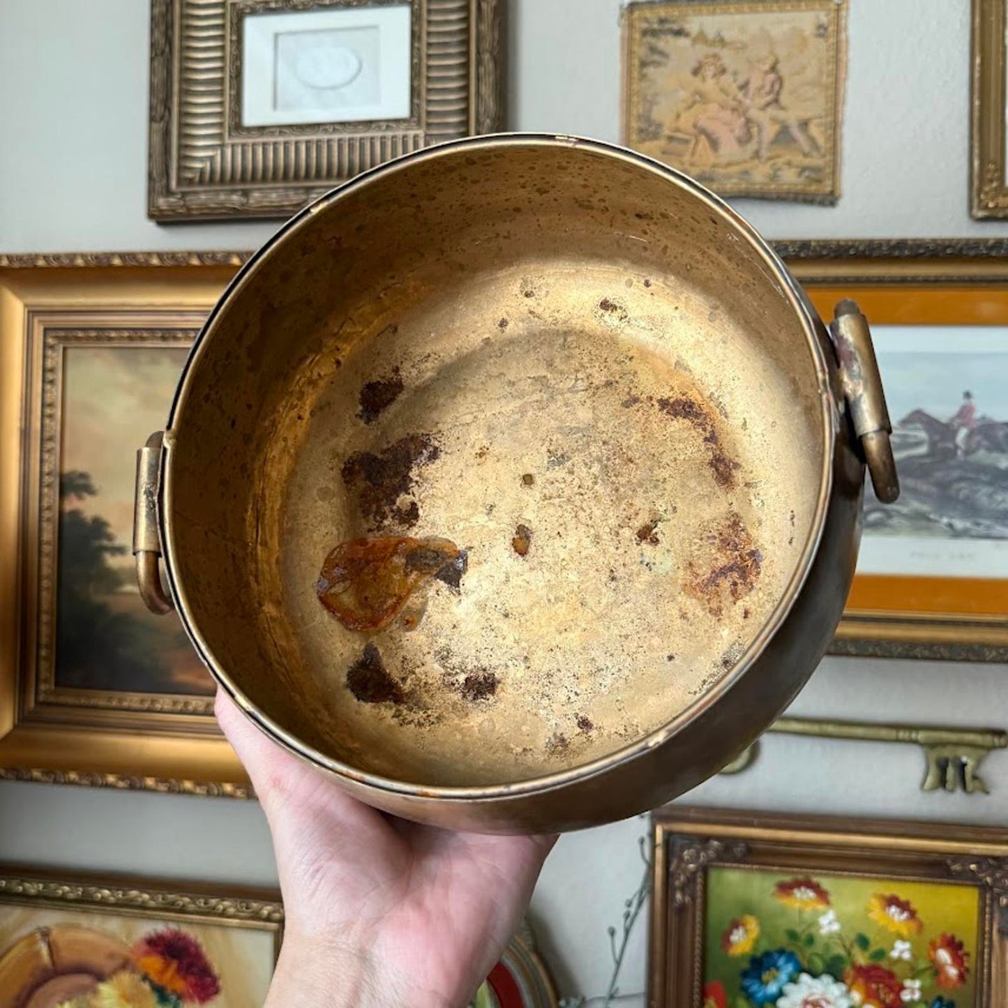 Vintage Copper Bowl with Handles