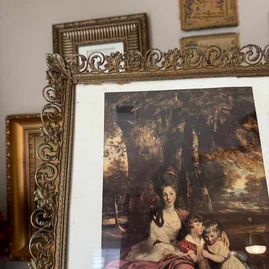 Vintage Lady Print in Gold Metal Frame