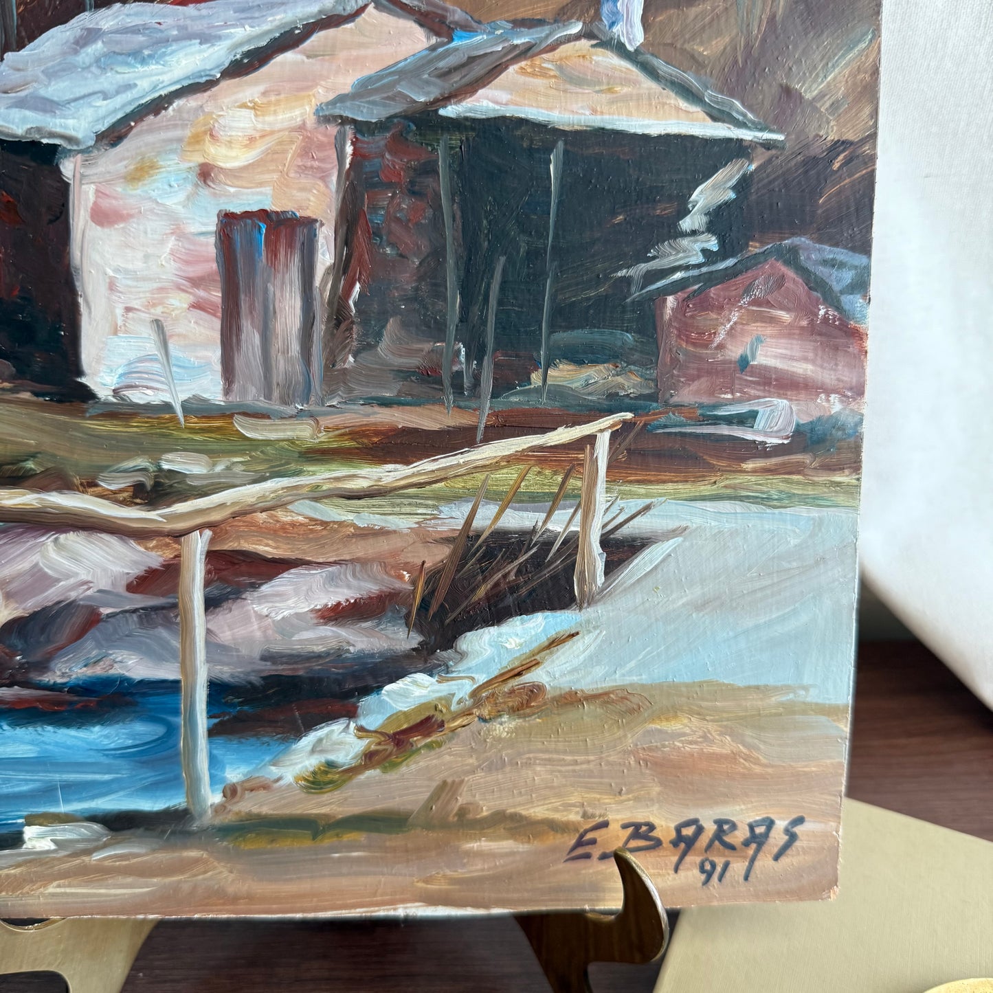 Lake and Workshop Painting signed