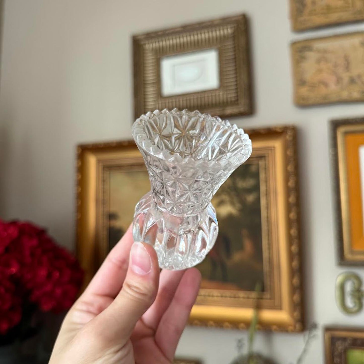Vintage Cut Glass Mini Toothpick Holder Vase