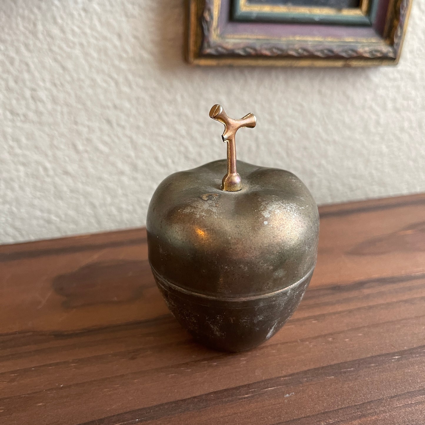 Vintage Brass Apple Trinket Box