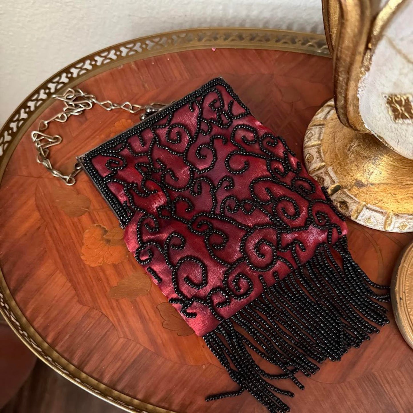 Vintage Y2K Lancome Beaded Crossbody Bag